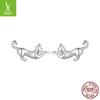 Colgante de plata nuevo simple gato pendientes de plata de ley s925 animal lindo gato juguetón pendientes de plata lisa pendientes