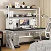 Mesa de Computador Mesa de Estudo Mesa de Escritório Conjunto Completo com Mesa e Cadeira Painel Perfurado Mesa Gamer Estante de Chão