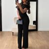 Di Yun Conjunto de Verano de Manga Corta y Pantalón Largo Estilo Simple y Elegante Europeo y Americano Ropa para Mujer 2026 Verano Sitio Independiente de Amazon