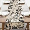 Temu Venta Caliente Halloween Bandera de Mesa Calavera Calabaza Murciélago Telaraña Decoración de Mesa Bandera de Mesa de Lino Venta al por Mayor