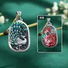 Colar Luxuoso de Peônia para Mulheres, Estilo Chinês Cloisonné Retrô Étnico Filigrana Oca Pingente de Fênix
