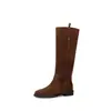 Botas altas de moda estilo británico de 3 cm, nuevo modelo otoño e invierno 2026, punta redonda, tacón bajo, para calzar sin cordones, botas de montar para mujer
