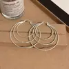 Pendientes Redondos Geométricos de Metal de Tres Capas, Moda para el Trabajo, Pendientes de Aro Lisos Sencillos, Pendientes Elegantes y de Alta Gama Personalizados