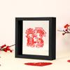 Marco Especial para Especímenes para Exhibir Obras de Papel Picado Enmarcadas, Marco de Fotos Hueco Transparente de Doble Cara con Pinza de Carácter "Doble Felicidad"