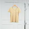 Transmissão ao vivo cadeia de suprimentos de vestuário feminino estilo R0W simples verão seco e respirável KW046 mistura de lã bainha dobrada malha manga curta feminina