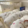 Juego de Ropa de Cama de Algodón con Dibujos Animados Lindo de Cuatro Piezas Estilo Ins para Chica Gatito Kt Funda Nórdica Sábana de Cama Algodón Puro Juego de Tres Piezas para Dormitorio