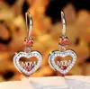 Brincos Longos Europeus e Americanos Coloridos de Zircônia com Coração de Mãe para Mulheres, Luxo Acessível Moda de Nicho Versátil Presente de Dia das Mães
