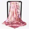 Oferta Especial Lenço Quadrado Grande 90cm Seda de Hangzhou Sedas e Cetins Lenço de Seda Simulada Lenço Versátil Feminino Xale Fino Primavera e Outono Proteção Solar