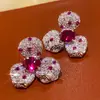 Pendientes de Flor de Perla con Circonita Incrustada de Diamantes de Lujo, Pendientes de Moda de Lujo Ligero y Gama Alta, Pendientes de Estilo Europeo y Americano con un Diseño de Nicho