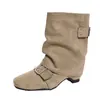 Hebilla de Cinturón de Moda Botas de Caballero para Mujer, Nuevo Estilo Otoño 2026, Botas de Motocicleta para Aumentar la Altura Otoño/Invierno, Botines para Mujeres Bajitas