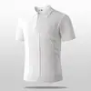 Camisa Polo de Punto de Alta Gama para Hombre Verano Seda de Hielo Rayada Lujo Ligero Camiseta Casual de Negocios de Alta Gama Top de Manga Corta