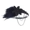 Suministro Transfronterizo Estilo Retro Étnico Europeo y Americano Accesorios para el Cabello de Plumas Negras Diadema de Plumas Cadena con Borlas de Diamantes Hippie