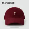 Boné de baseball de veludo cotelê Outono e Inverno masculino e feminino circunferência da cabeça grande mostra o rosto bordado pequeno número 7cem combinar estilo coreano boné com aba moda