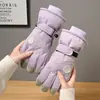 Guantes de Esquí para Mujer Invierno Outdoor Ciclismo Cálidos Protección contra el Frío Felpa Plus Engrosados A prueba de Viento a Prueba de Salpicaduras Guantes para Montar Adulto