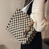 Bolsa de Alto Valor Estético com Grande Capacidade, Bolsa de Ombro em Lona Xadrez, Bolsa de Trabalho Fashion 2026, Bolsa Tote para Alunos