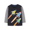 Camiseta Redonda de Manga Larga para Niños AostaBetty Otoño Patrón de Cohete Luminoso Costura Estilo Europeo y Americano Ropa Infantil