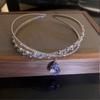Collar de cadena de clavícula con diamantes puros y personalidad dulce para mujer, gargantilla de cadena de cuello de doble fila con diamantes de imitación a la moda, simple y combinable