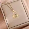 Colar da Sorte para Mulheres com Pingente de Coração, Cobre Micro-Incustado com Galvanoplastia de Ouro Real, Corrente Simples para Clavícula Estilo Ins Tendência Exquisita Colar Atacado