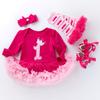 Vestido de tubo de manga larga para bebé transfronterizo, niña de 0 a 2 años, mono rosa, vestido de una pieza, traje de cuatro piezas para niños