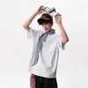 Camiseta Gola Polo Manga Curta "Estilo Marítimo" para Homens e Mulheres, Design Verão 2026 com Fita, Camiseta Soltinha para Casal