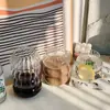 Taza de rayas de gran capacidad, taza de tubo de succión de vidrio resistente al calor, taza de café para el hogar, taza de té de frutas, taza moderna de bebida fría de frutas