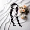 Pañuelo de seda fino y estrecho de alta gama estampado para mujer, seda sintética, estilo coreano, versátil como pañuelo para el cuello, accesorio para bolso o cinturón.
