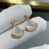 Baohome Brincos de Saia Espessos Banhados a Ouro em Forma de Leque Madrepérola Malaquita Natural Verde CNC Montagem Manual de Diamante Ins Venda Direta da Fábrica