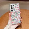 Capa de telefone transparente magnética com ilustração floral de rosa colorida em tela cheia, adequada para Samsung S24 Ultra, capa anti-queda