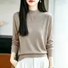 Suéter de punto grueso con cuello alto y adornos de pedrería para mujer, un top de punto lujoso y delicado en color liso con mangas largas, una capa base elegante y con estilo