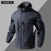 Fleece forrado otoño e invierno multibolsillos impermeable cortavientos táctico casual para exteriores cálido ropa de trabajo con cuello alto