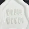 Uñas postizas transparentes y delicadas estilo ojo de gato, con baño electroplateado blanco, suaves y brillantes, estilo coreano, disponibles para venta al por mayor, 30 piezas de uñas