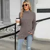 Amazon 2024 Europa y Estados Unidos comercio exterior transfronterizo otoño e invierno nuevo cuello alto holgado manga larga con abertura camiseta top mujer