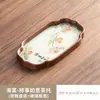 Cor de Noz Estilo Chinês Bandeja de Chá de Vidro Mesa de Chá Pequena para Casa Suporte para Bule Begônia Plataforma de Preparo a Seco Bandeja de Armazenamento de Utensílios de Chá