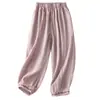 Pantalones Harem de Encaje Bordado Casual de 4 Colores Estilo Primavera 2026 Retro Artístico Pantalones Cortos de Algodón y Lino Talla Grande Sueltos Pantalones para Mujer