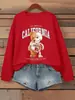 Sudadera para Mujer con Estampado de Letras de Oso Calavera Los Ángeles Cuello Redondo Otoño Casual para Correr Ropa Deportiva Corte Holgado