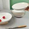 Plato de Cerámica Simple Estilo Nórdico Vajilla Plato para Verduras Casero Plato para Saltear Platos de Frutas Plato para Ensalada Plato para Desayuno