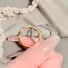 Anillo Elegante de Bambú y Acero de Titanio de Gama Alta para Mujer Estilo Ins Viento Frío No se Desvanece Anillo de Pareja de Moda Joyería para Mano