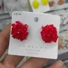 Pendientes de flor tejida azul Klein explosión de verano diseño fresco dulce personalidad exquisita joyería para orejas de moda