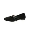 Zapatos Mary Jane con Lazo de Camelia Afelpado para Mujer 2026 Otoño Nuevos Retro de Corte Bajo Estilo Francés Suave Planos