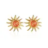Nuevos Pendientes de Gota de Aceite de Girasol de Acero Inoxidable Europeos y Americanos para Mujer, Moda de Alta Gama, Joyería Versátil y de Alta Gama al por Mayor