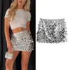 Comercio Exterior Transfronterizo Primavera 2026 Falda Sexy de Línea A para Mujer Estilo Europeo y Americano Minifalda Brillante de Cintura Alta