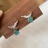 Collar de Calabaza de Jade Natural Estilo Chino Nuevo de Plata S925 para Mujer, Pendientes de Tuerca Elegantes de Calabaza de Jade Natural Estilo Fresco