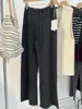 Esenciales Perezosos de Otoño e Invierno Pantalones de Punto de Lana Sin Costuras Pierna Ancha Pantalones Rectos Relajados Pantalones Adelgazantes de Pierna Recta Plegados Hasta el Suelo