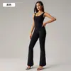 Conjunto de una pieza sexy sin espalda transfronterizo, Ropa deportiva de fitness para mujer con efecto push-up en glúteos color durazno, Conjunto de una pieza ligeramente acampanado para yoga para mujer Dlt005
