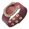 Pulsera Ancha de Cuero de Moda 2022 Estilo Hermana Real para Dama Pulsera de PU Aleación Casual Forma de Leopardo Joyería al por Mayor