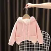 Novos estilos de outono e inverno para bebês meninos e meninas: suéteres com capuz espessos, blusas casuais de desenho animado
