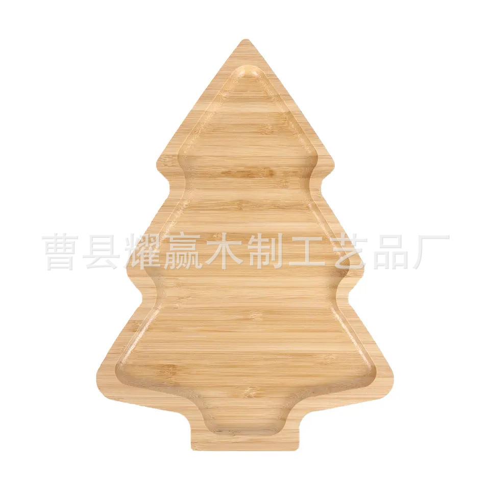 驯鹿竹制圣诞树圣诞老人帽子木餐盘圣诞食品零售装饰用品 (8)