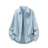Tejido para exteriores, corte holgado, camisa de manga larga estilo ropa de trabajo casual, unisex, adecuada para otoño, camisa holgada para pareja, prenda exterior de moda