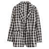 Foto Real de Otoño 2025 Chaqueta Literaria Retro Simple de Cuadros para Mujer Versátil Slim Casual Traje Top Corto Trendy