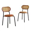 Cadeira de jantar, uso doméstico, estilo moderno de meados do século, luxo leve, cadeira de imitação de rattan, varanda, cadeira de restaurante da moda, cadeira com encosto retrô para pousadas
